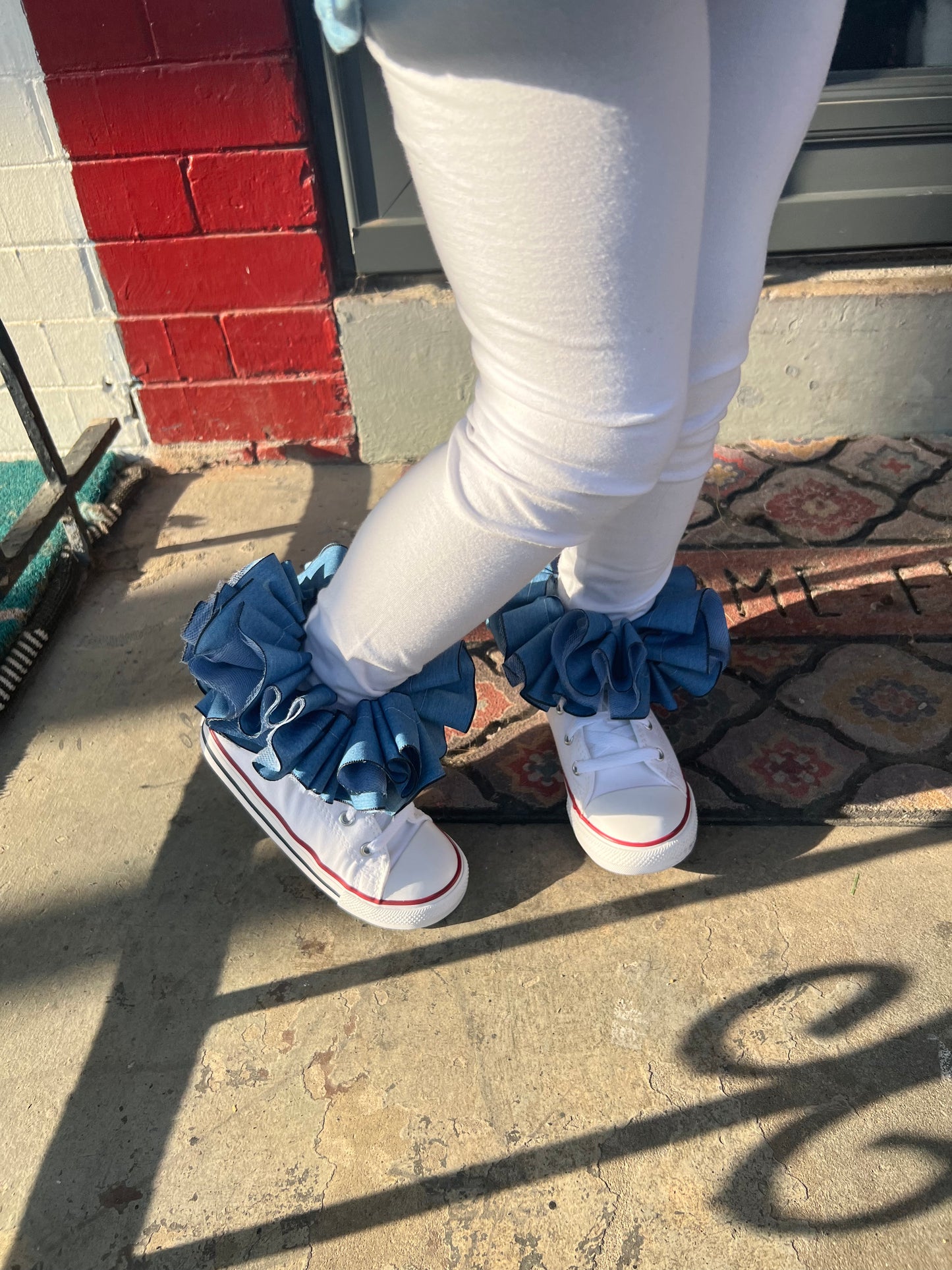 Denim ruffle socks (detachable anklets)