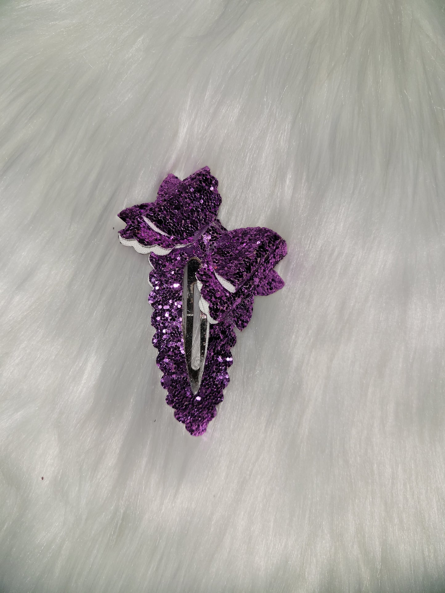 Purple Scalloped bow snap clip