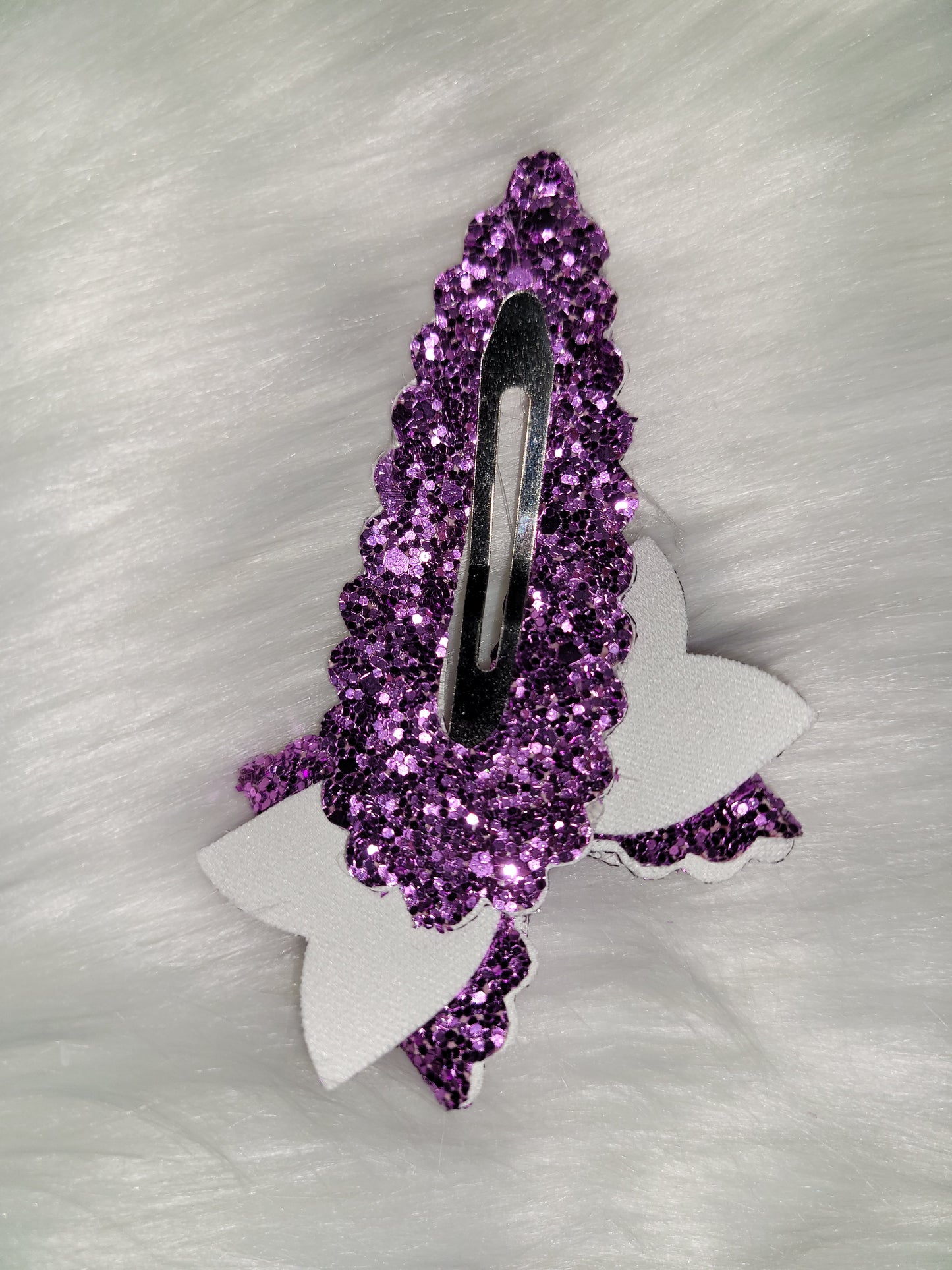 Purple Scalloped bow snap clip