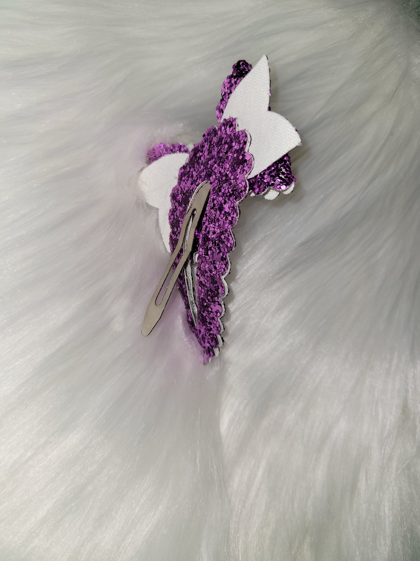 Purple Scalloped bow snap clip