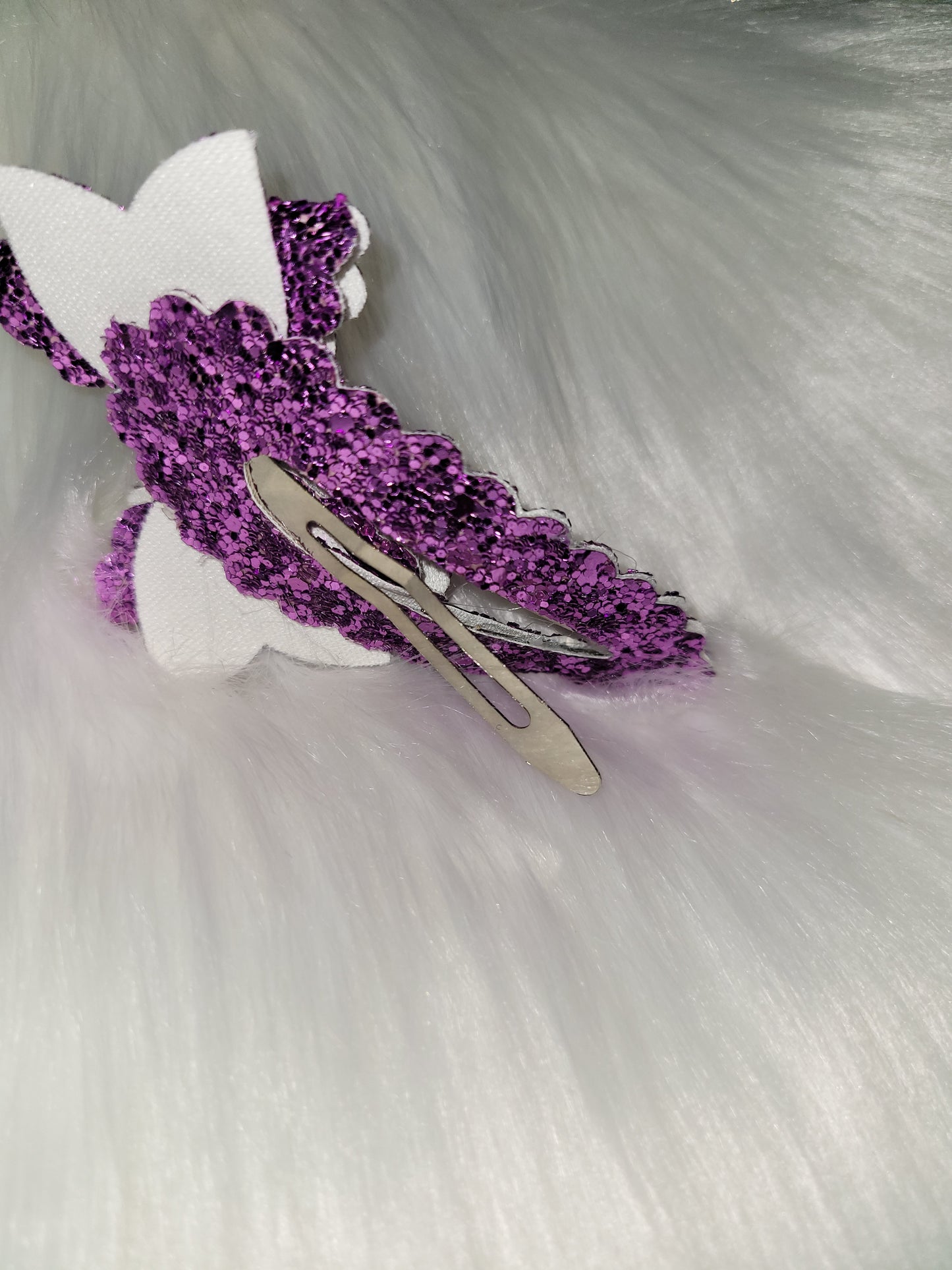 Purple Scalloped bow snap clip