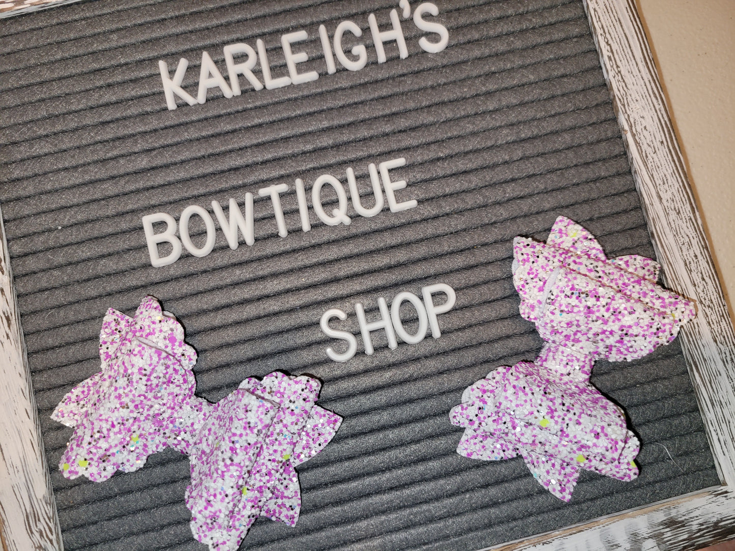 3.5in bows purple glitter