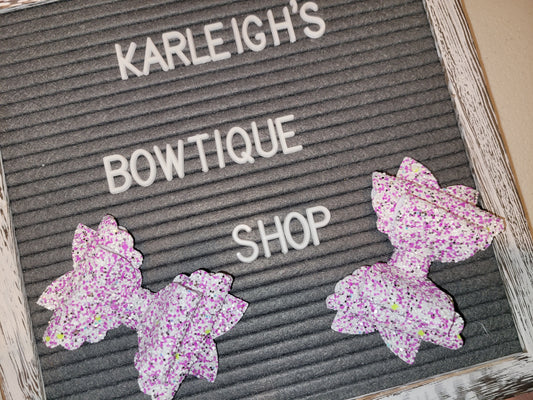 3.5in bows purple glitter