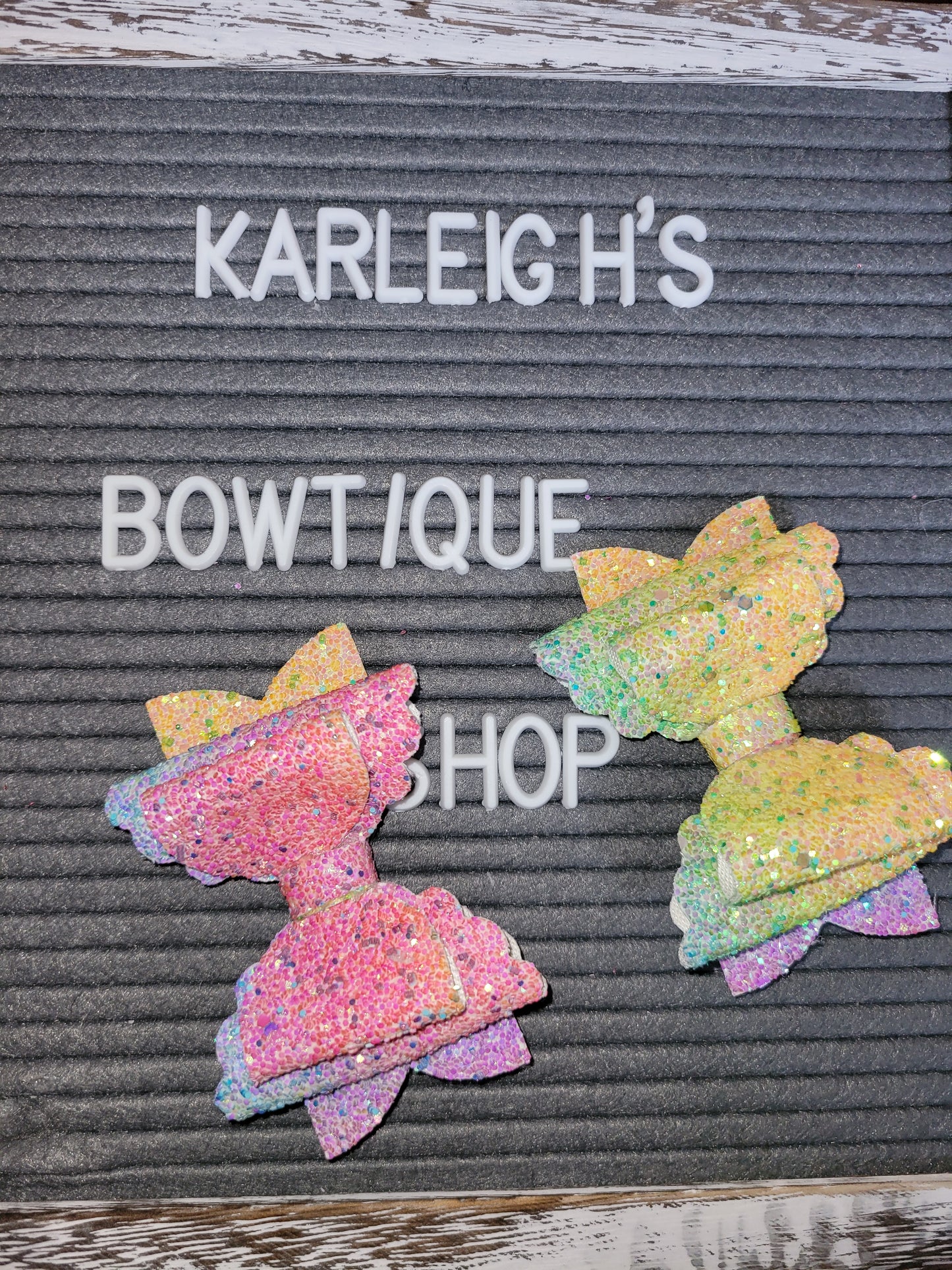 Multi colored glitter bows