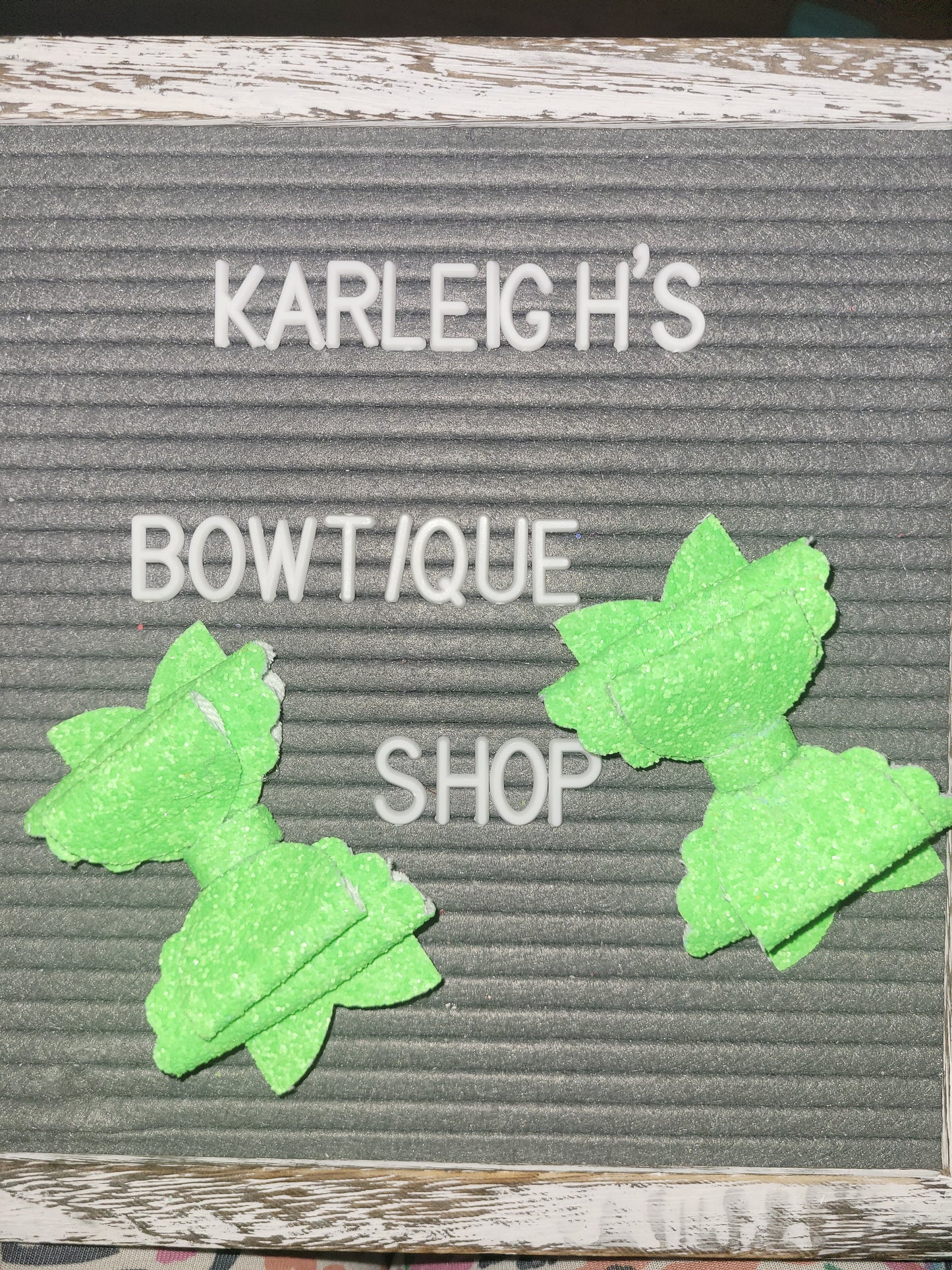 Neon green chunky glitter bows