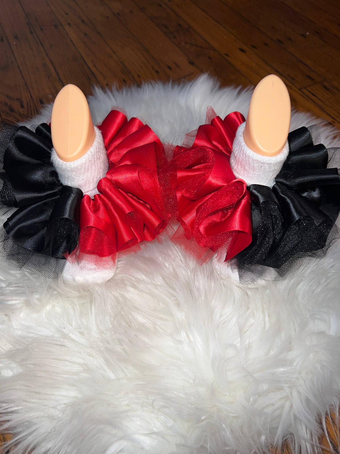 Red/ Black ruffle Socks (detachable anklets)