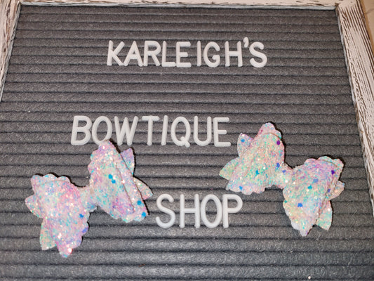 Piggy size multi iridescent color bows