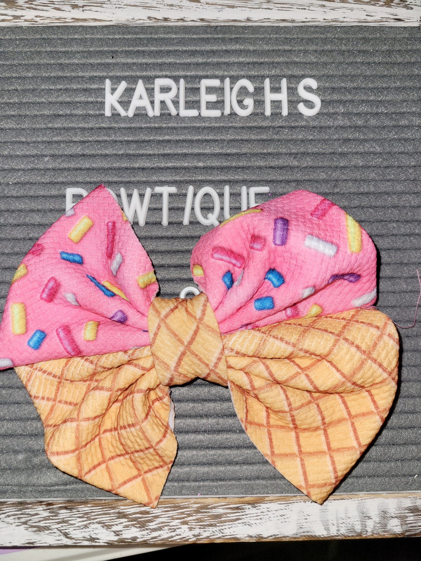 Blue or Pink sprinkle ice cream bow