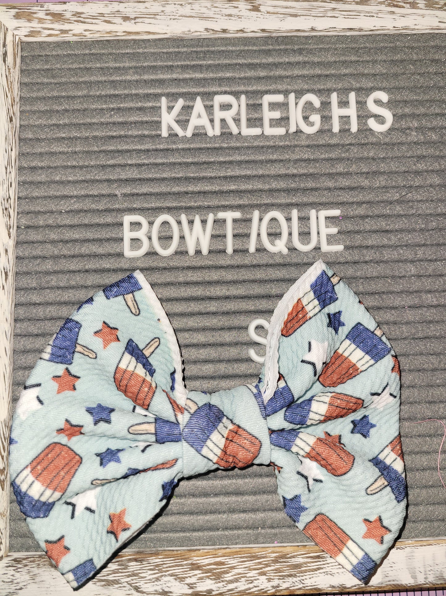 Red, white and blue popsicle bow