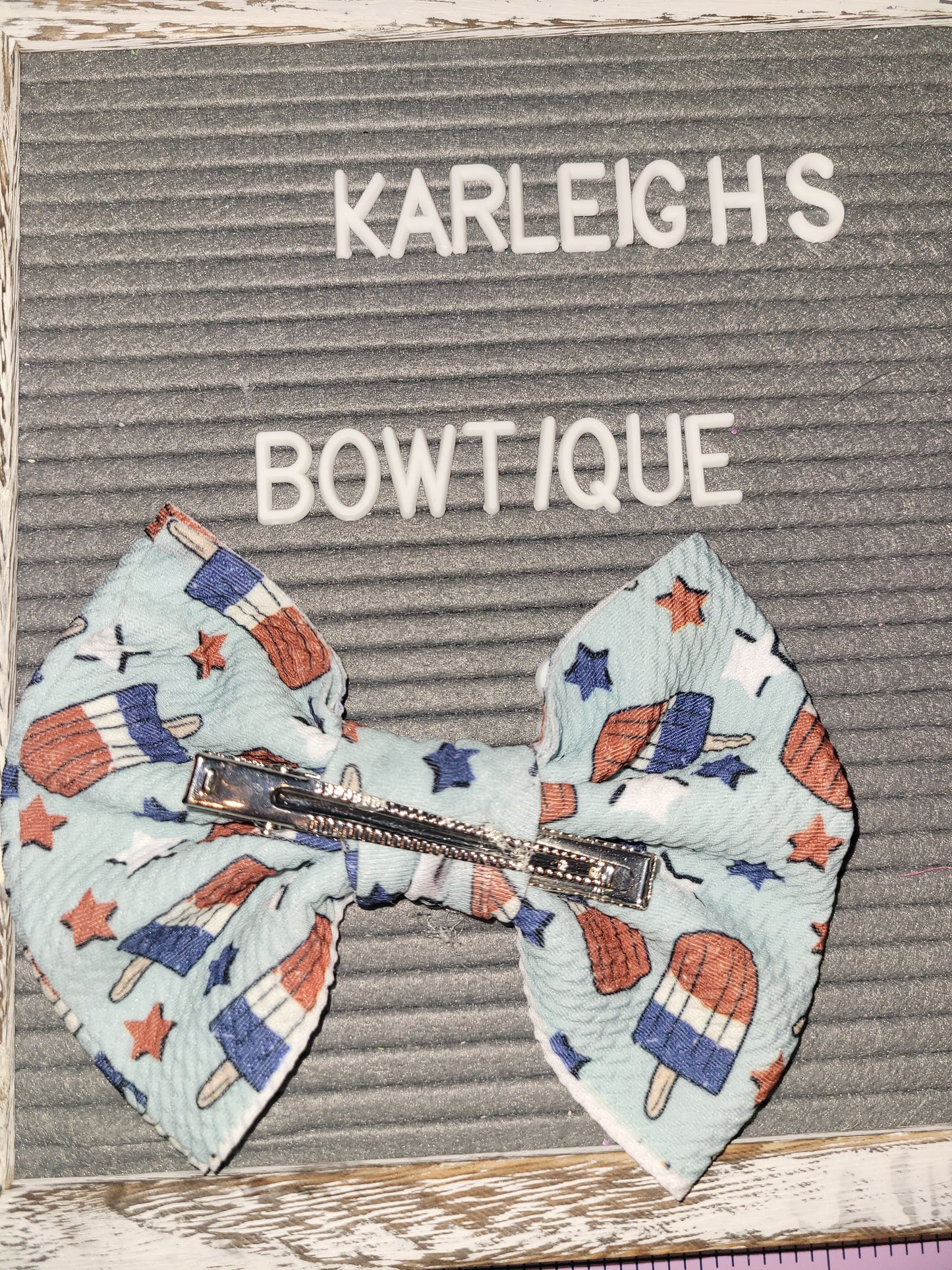 Red, white and blue popsicle bow