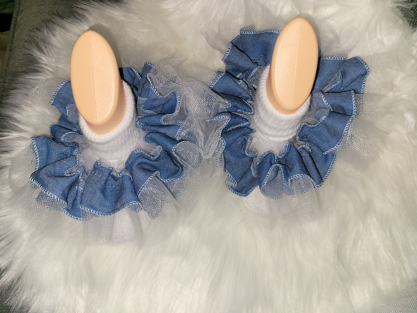 Denim ruffle socks (detachable anklets)