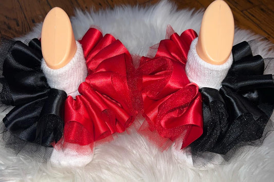 Red/ Black ruffle Socks (detachable anklets)