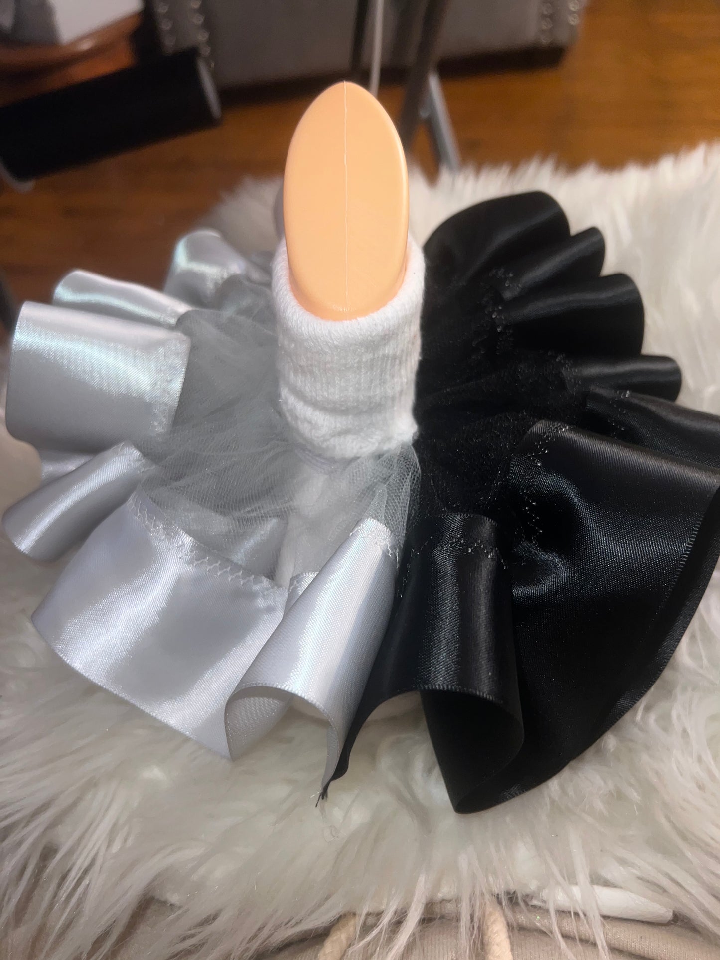 Black/silver Ruffle socks (Detachable anklets)