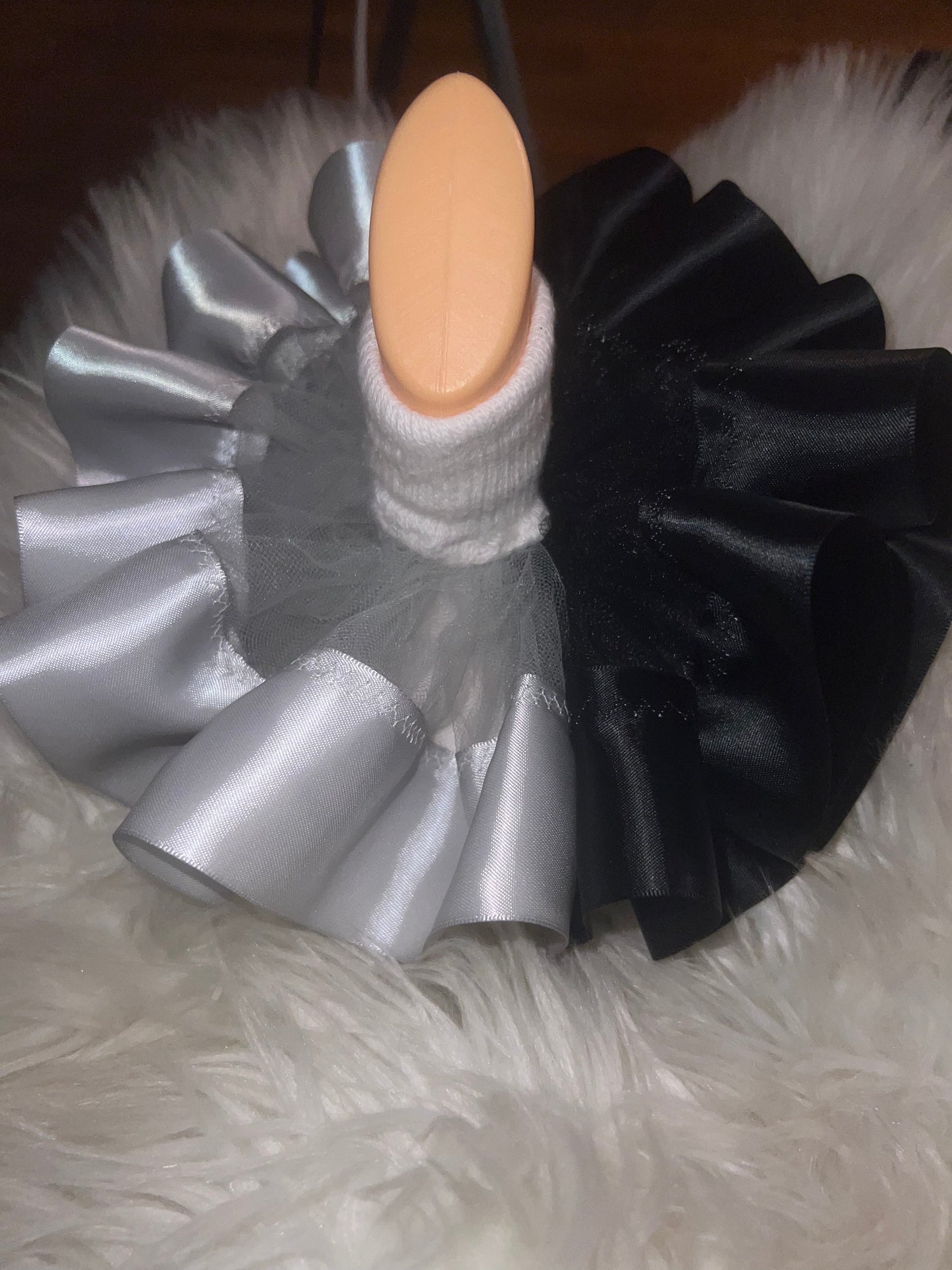 Black/silver Ruffle socks (Detachable anklets)